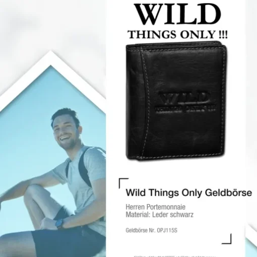 Wild Things Only Leder schwarz RFID Schutz klein Brieftasche OPJ115S