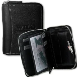 Wild Things Only schwarz Echtleder Portemonnaie RFID Schutz OPJ108S