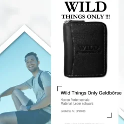 Wild Things Only schwarz Echtleder Portemonnaie RFID Schutz OPJ108S