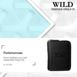 Wild Things Only schwarz Echtleder Portemonnaie RFID Schutz OPJ108S